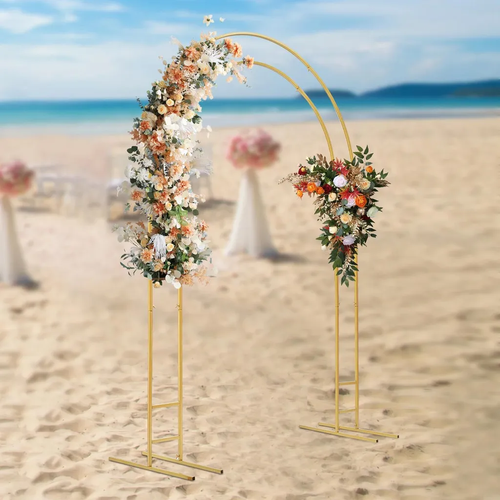 Arche décorative de jardin en métal blanc support pour fleurs et fêtes - 8