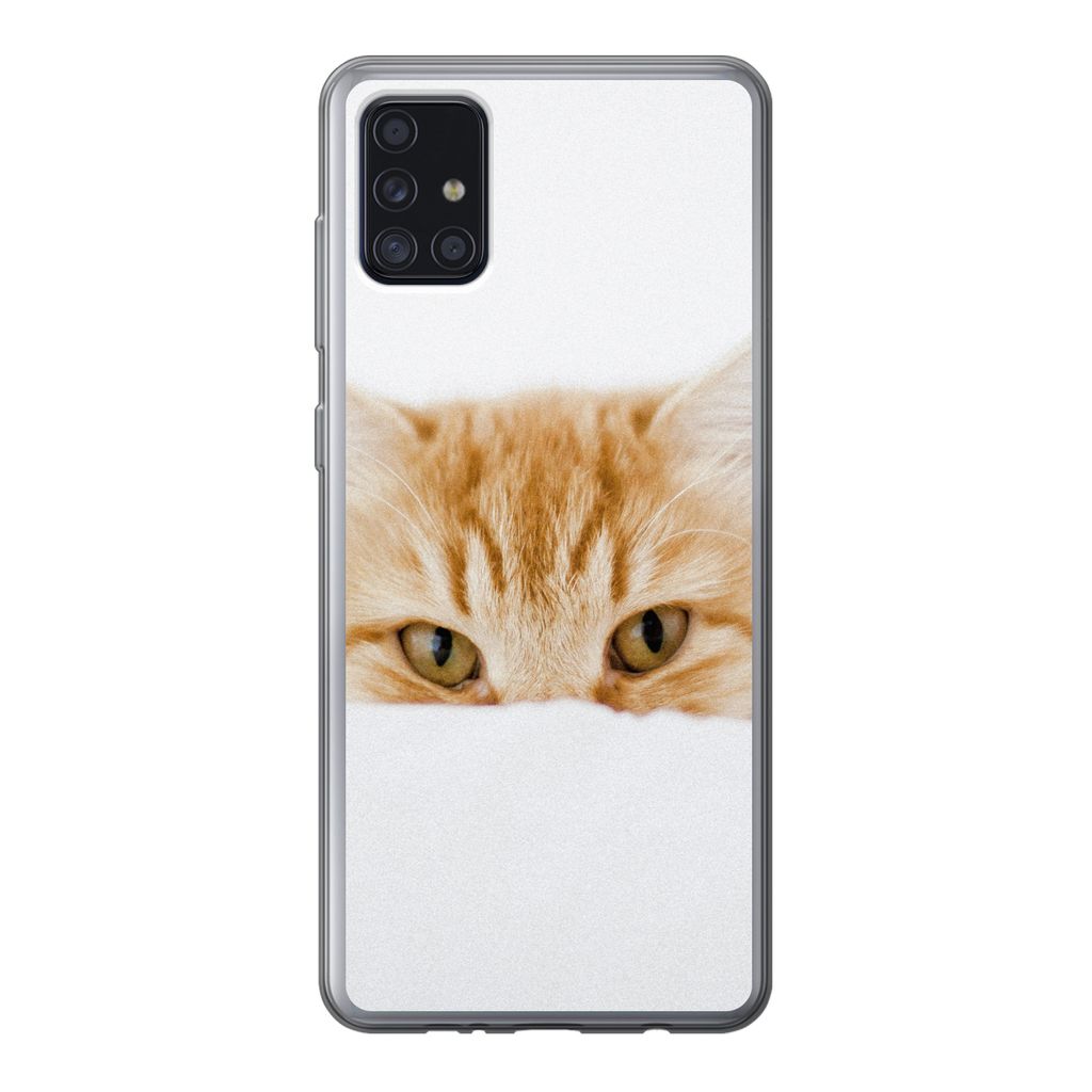 MuchoWow Handyhülle Schutzhülle Hülle für Samsung Galaxy A52 5G Katze - Rot - Weiß - Mädchen - Jungen - Kind Silikon Softcase Handy Hülle ...
