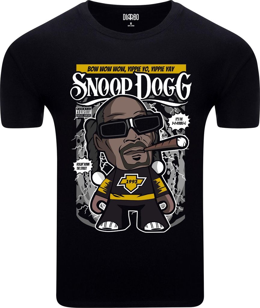 Diarbo Herren T-Shirt mit Musikliebhaber Druck Snoop Dog Musikplakat Schwarz Gr.XXL