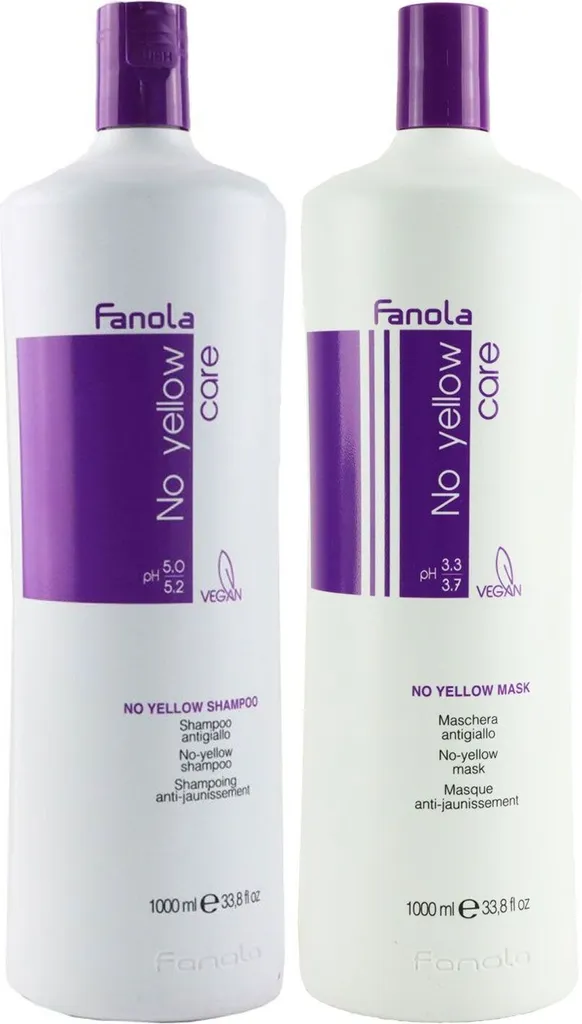 Set Fanola No Yellow 1000ml: Shampoo e Maschera con Estratto di Vinaccia