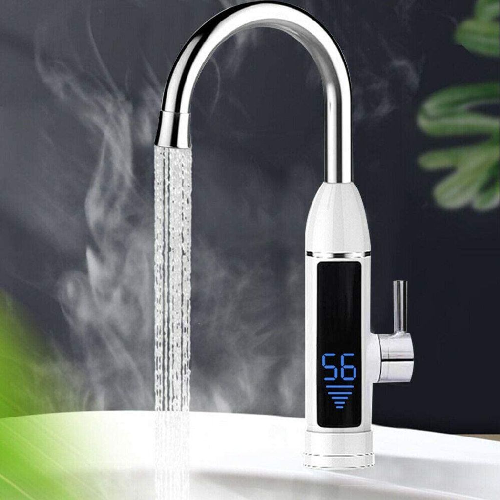 LED Elektrisch Durchlauferhitzer Wasserhahn Sofort Warm Bad Küchearmatur 3000W 