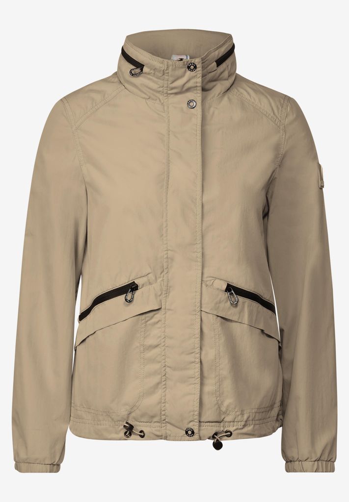 Cecil Damen Übergangsjacke Beige uni mit Kapuze und Tunnelzug