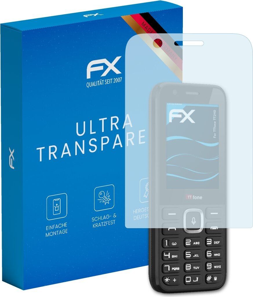 atFoliX FX-Clear 3x Schutzfolie kompatibel mit TTfone TT240 Displayschutzfolie