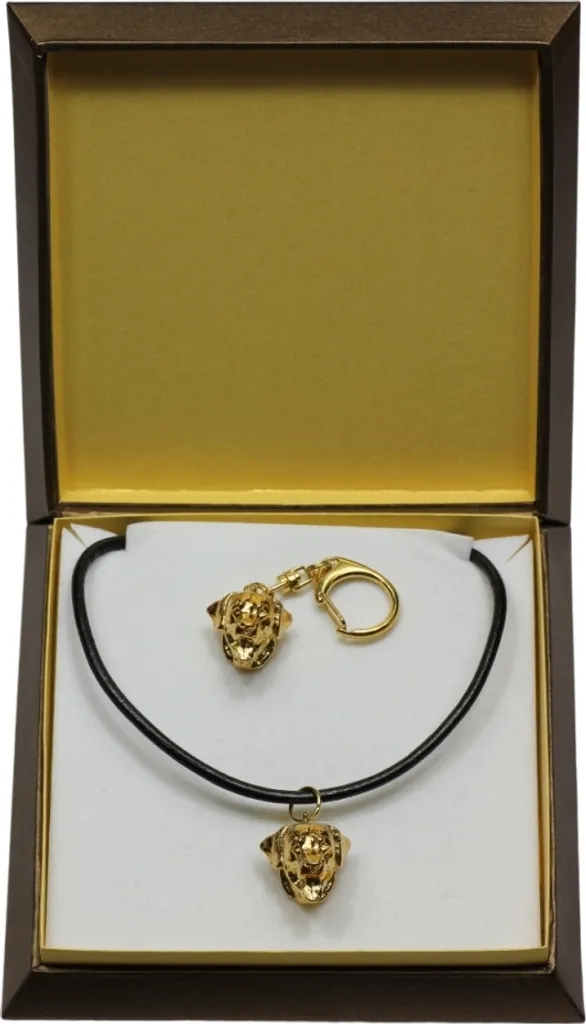 Set Regalo Rottweiler Art-Dog: Collana e Portachiavi Oro 24 Carati