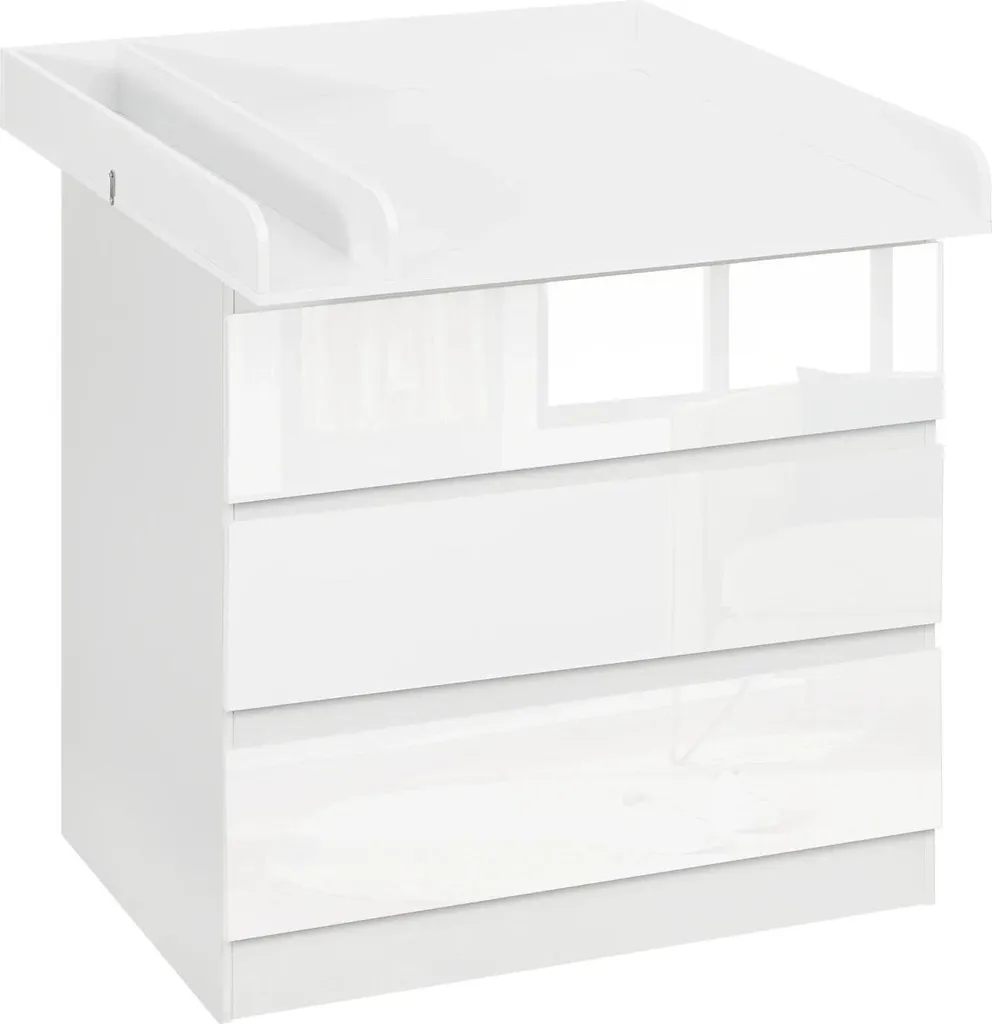 Commode à langer 3 tiroirs en bois blanc - Dimensions 80x48x78 cm