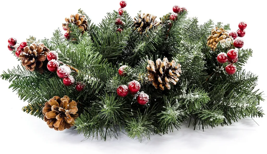 Couronne de Noël Épicéa 50cm avec Pommes de Pin et Jarabina Effet Neige
