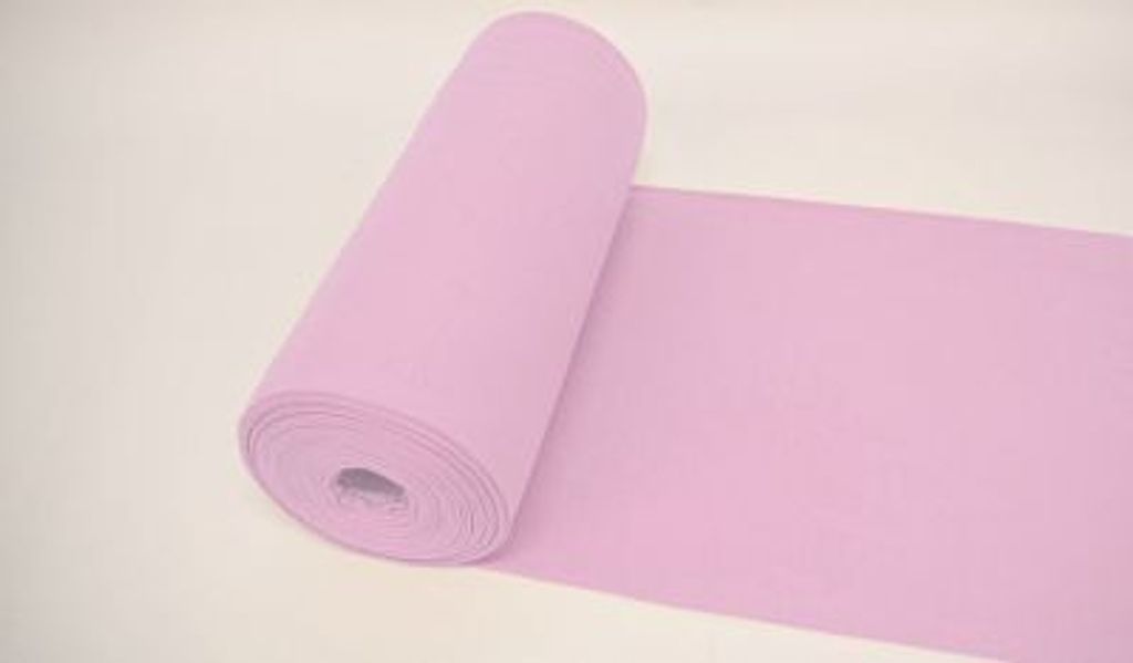 Bündchenstoff LUC Pastell Violett, Uni 270 g/m², Strickschlauch glatt/fein, 35cm Schlauch, Meterware