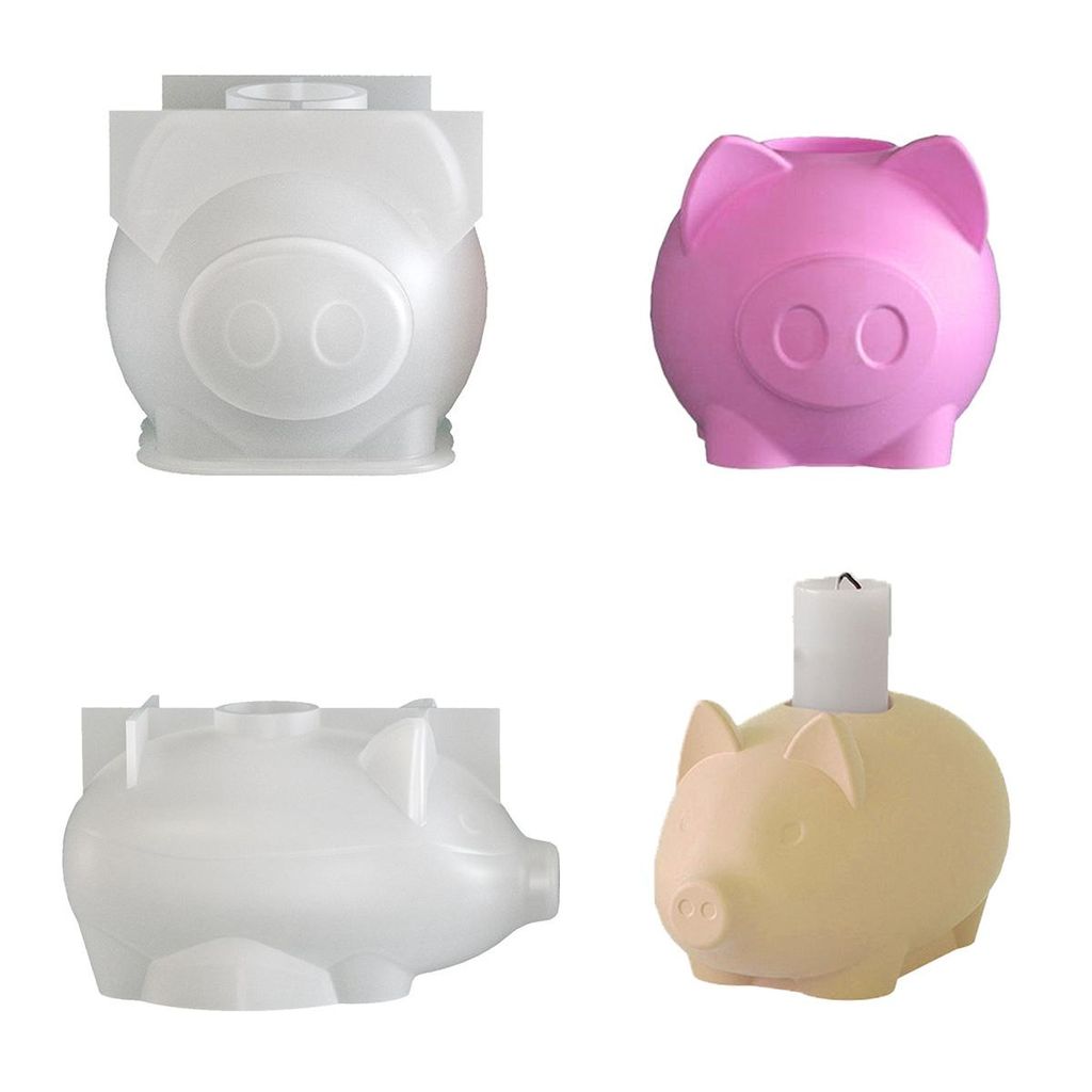 2 × Silikonform Schwein Kerzenhalter, Silikonformen Gießformen Schwein, 3D Glücksschwein Silikon Kerzenhalter Form für Diy