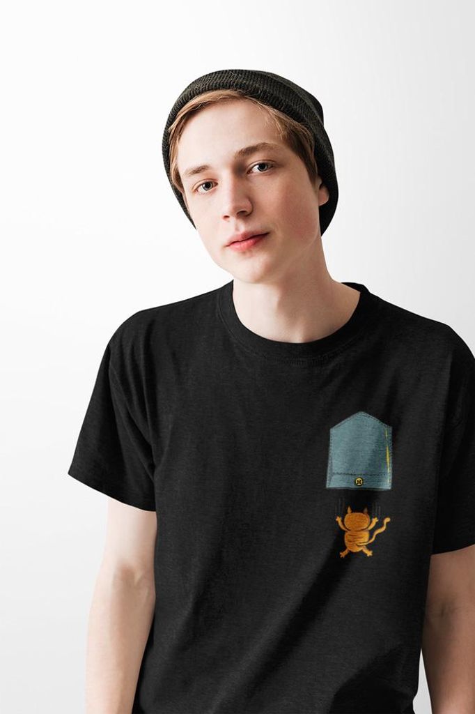 D&B Uni Polo PO00011 Falling Cat Pocket Schwarz-Größe L