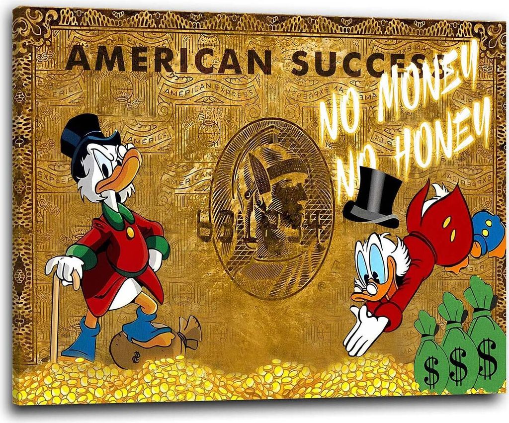 Pop Art Comic Duck Success Wandbild Leinwandbild Kunstdruck XL Wanddeko: 120x80x2cm