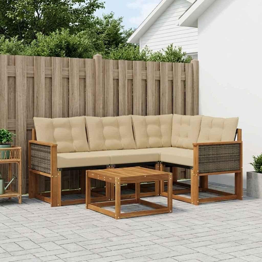 Möbel Outdoor-Sofagarnitur mit Kissen 5 pcs Natur und BeigeGartensofas - Gartensofas c573