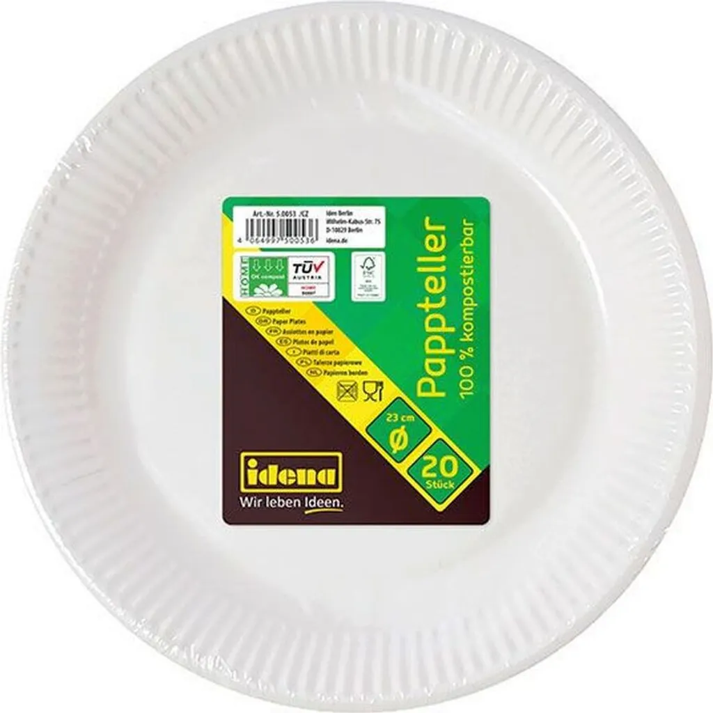 Idena Piatti Carta Bianchi 23cm 20pz - Stoviglie Party Ecologiche FSC