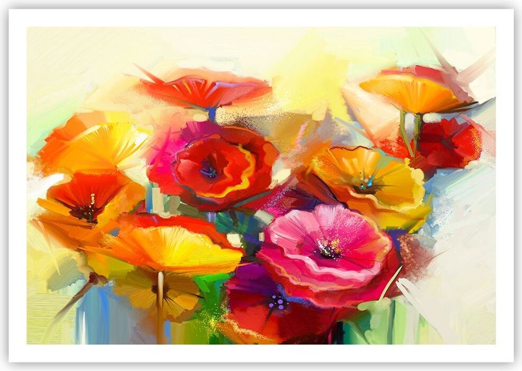 Poster - Poster ohne Rahmen - Blumen Frühling Flora Garten - 100x70 cm - Wand Bild - Wanddeko - Wandbilder - Kunstposter - Wandposter - Bilder - K...