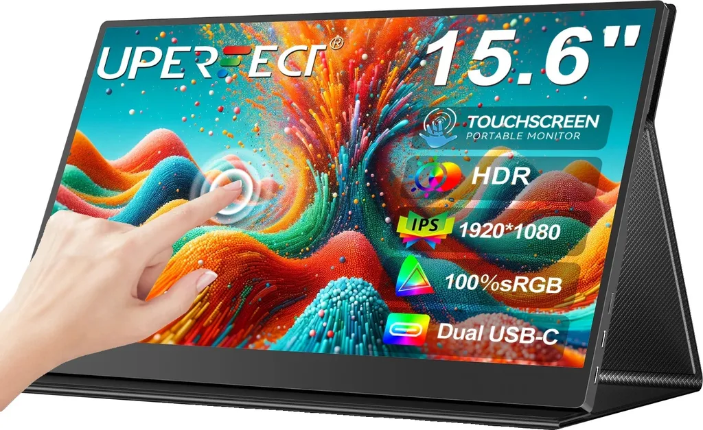 Moniteur portable tactile 15,6" IPS Full HD 1080p avec prise secteur UE