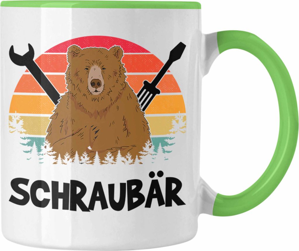 Trendation - Schraubär Tasse Geschenk Schrauber KFZ Mechaniker Mechatroniker Geschenkidee Schrauben Handwerker Papa Onkel Chef (Grün)