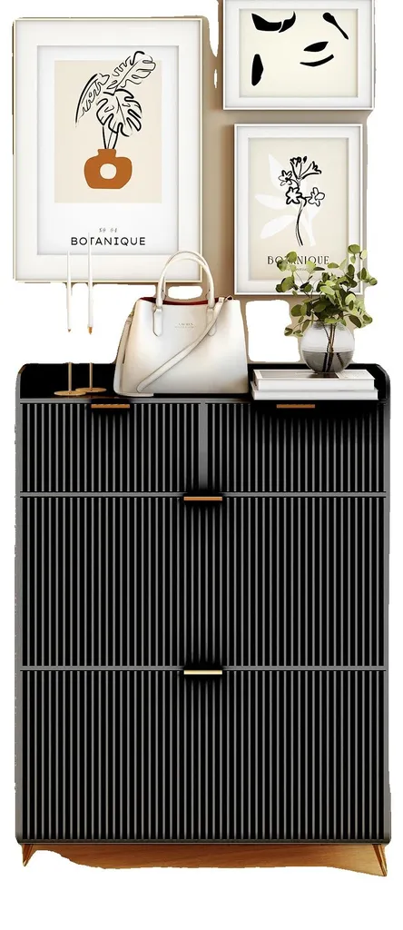Meuble à chaussures noir 80 x 24 x 110 cm avec étagères réglables