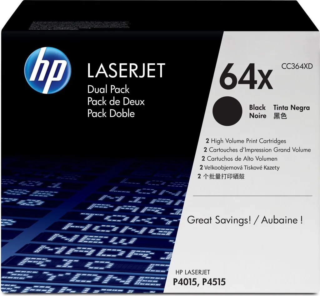 Toner HP 64X CC364XD double lot noir pour flux d'impression continus