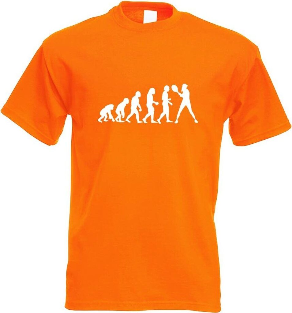 Kiwistar - T-Shirt - orange - Evolution Tennis Spieler - in Herren Funshirt Bedruckt Design Sprüche Spruch Motive - mit Motiv Bedruckt - Funshirt ...