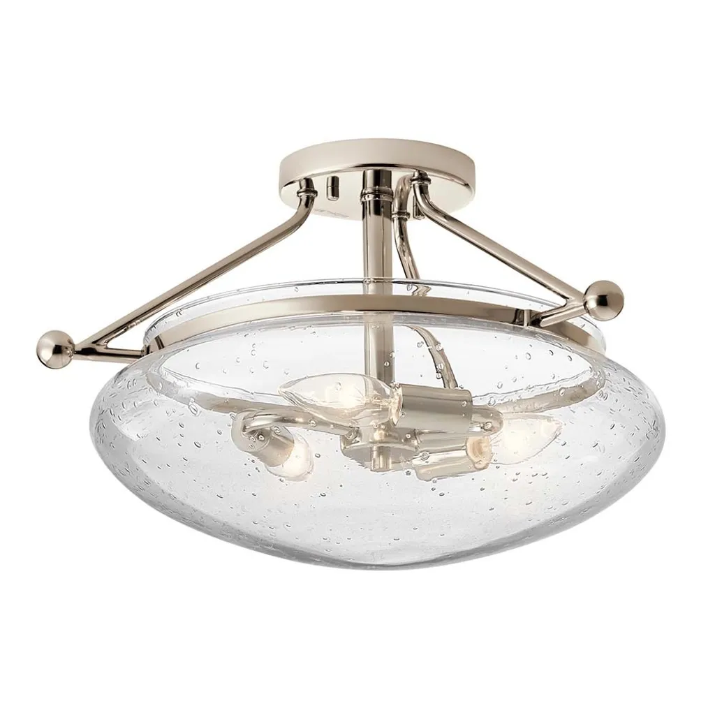 Luminaire plafonnier design en métal chromé et verre série Kichler