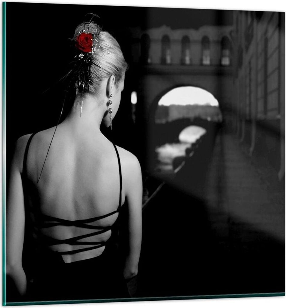 Bilder auf glas - Lady Rose Mystery - 40x40cm - Glasbilder - Wandbilder - Kunstdruck - zum Aufhängen bereit - Wanddekoration aus Glas - Glas Bilde...