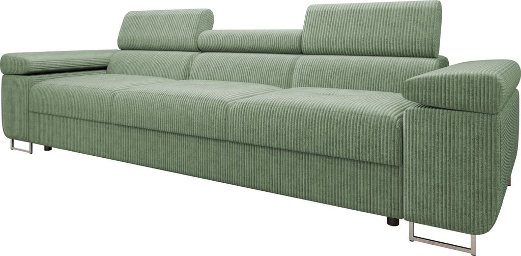 MIRJAN24 Sofa Torezio 3 Cord, Couch mit Einstellbare Kopfstützen, 3-Sitzer, Wohnzimmer, 263x102x70-90 cm (Farbe: Poso 47)