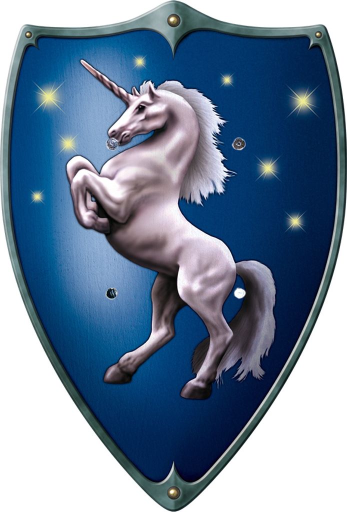 Ritterschild Einhorn blau
