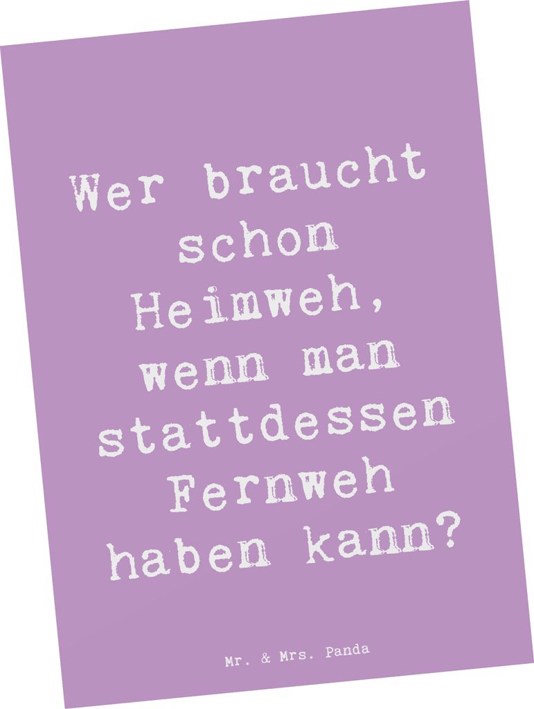 Mr. & Mrs. Panda Postkarte Spruch Heimweh oder Fernweh - Lavendeltraum - Geschenk, Postkarten, Verbundenheit, einzelkarte, Ansichtskarten, Zitat, G...