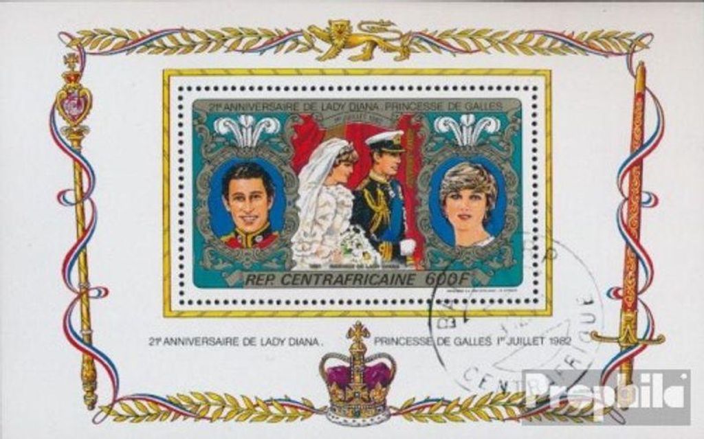 Briefmarken Zentralafrikanische Republik 1982 Mi Block183A (kompl.Ausg.) gestempelt Prinzessin Diana