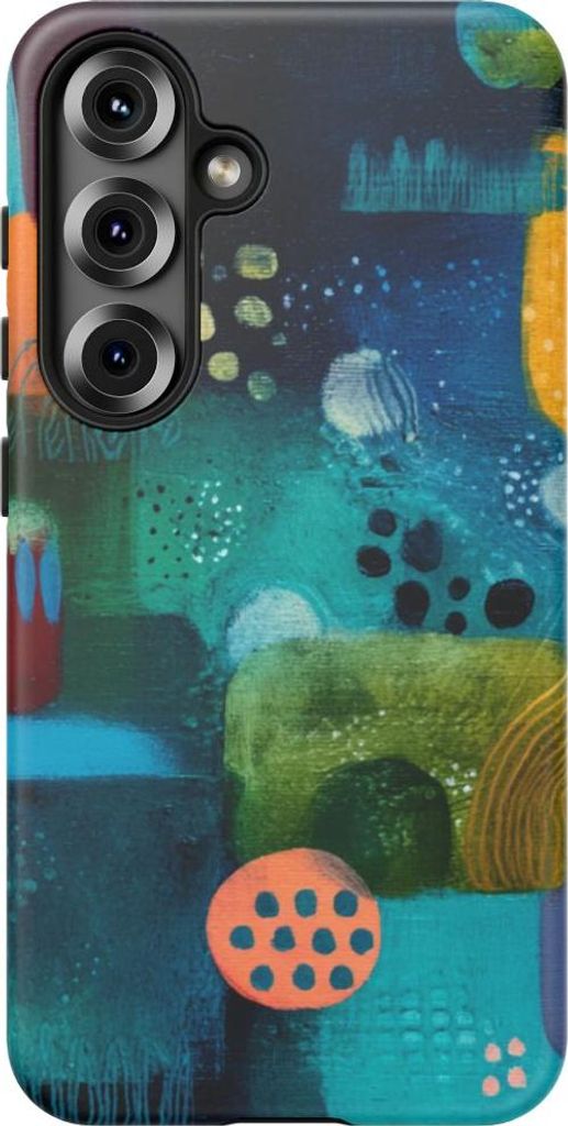 Abstrakte Geometrie in lebendigen Farben – Handyhülle Kompatibel mit Galaxy S25
