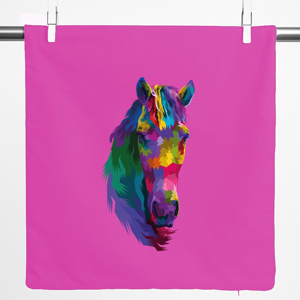 Huuraa Kissenbezug Pferdekopf Colorful 40x40cm Fuchsia Baumwolle Dekokissenbezug Geschenkidee