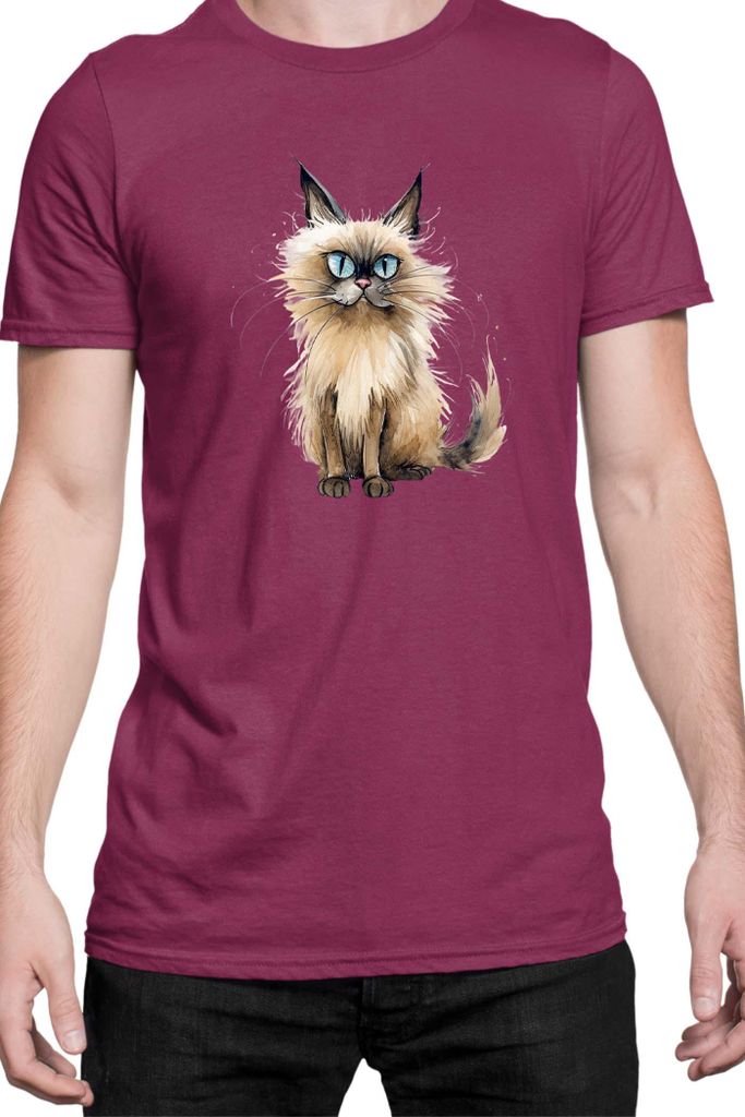 Herren T-Shirt Funny Cats Breeds Balinese Cat 010, Man XL / Burgundy