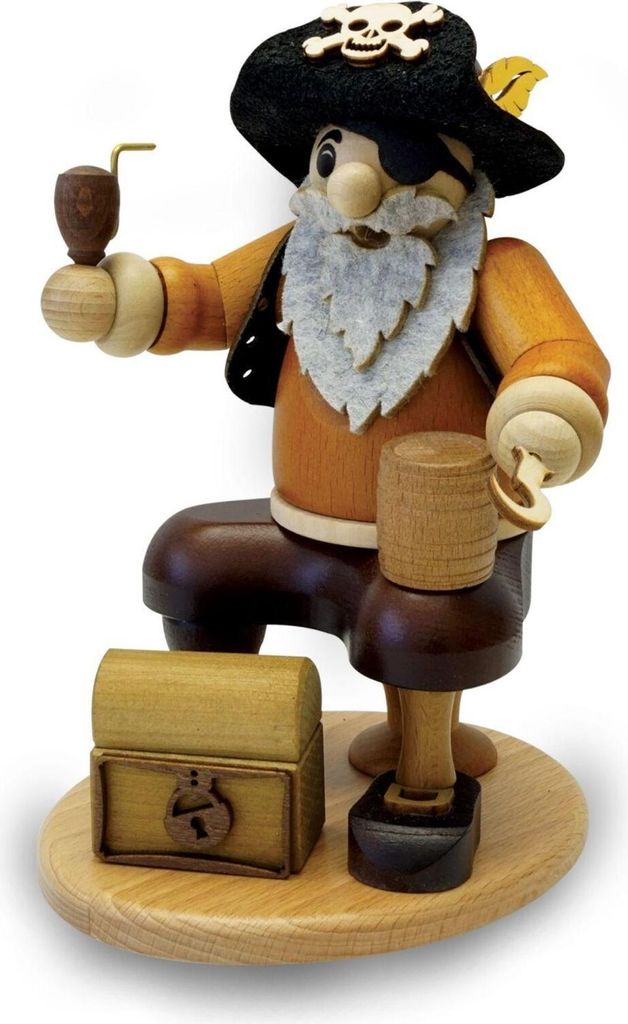 Räucherfigur Pirat mit Schatzkiste Höhe 20cm NEU