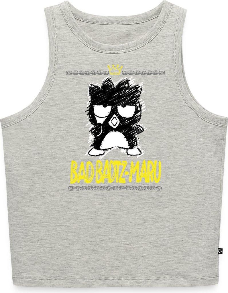 Spreadshirt Bad Badtz Maru Skizzen Stil Frauen Cropped Tank Top, L, Grau meliert