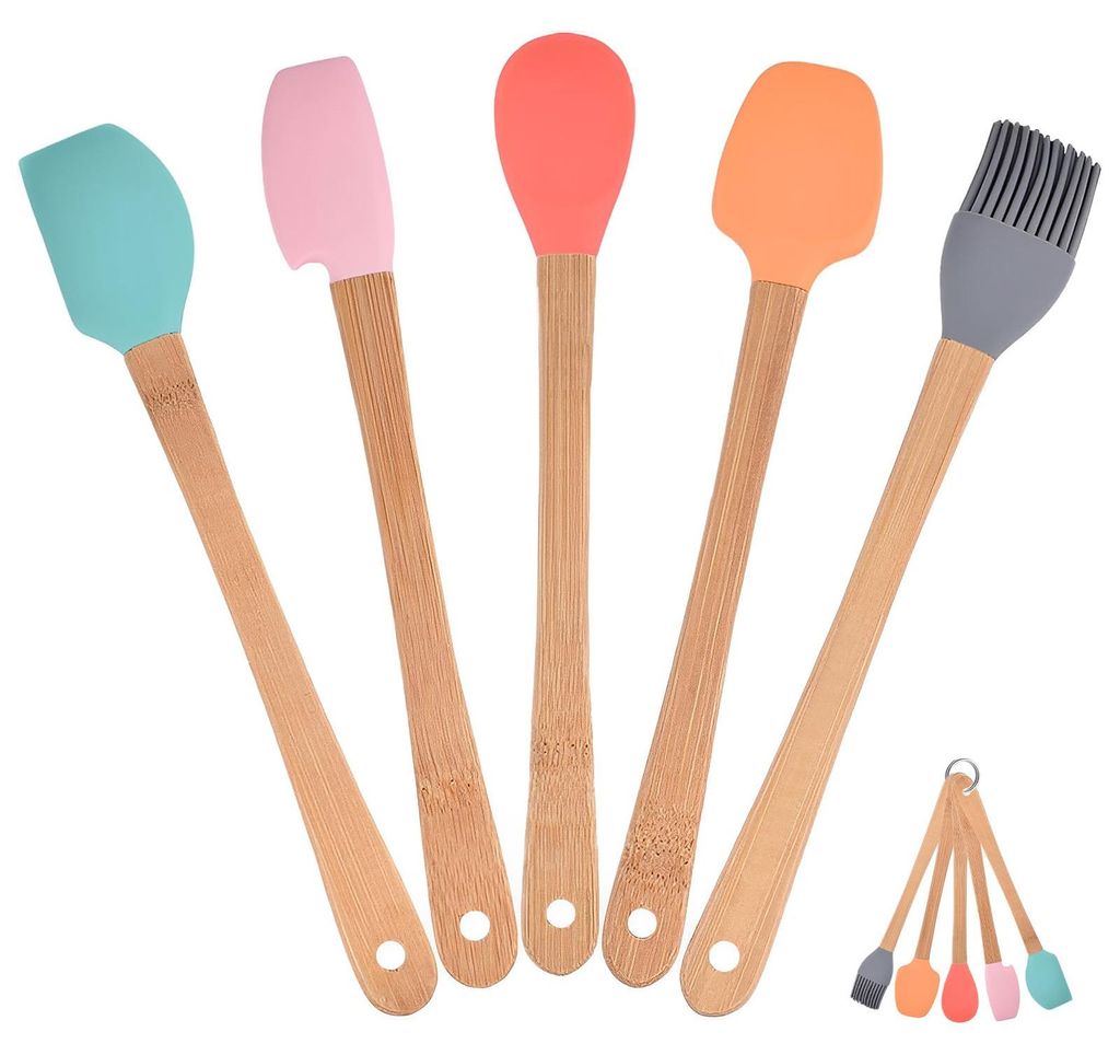 Buntes Küchenutensilien-Backset: Küchenpinsel, Teigschaber, Silikonlöffel, Mini-Küchenhelfer, 5-teiliges Set, leicht zu verstauen, für Kinder,...