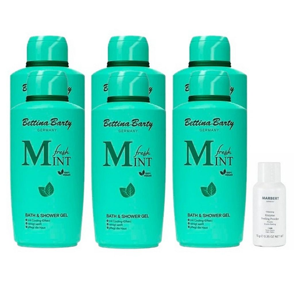 Bettina Barty Fresh Mint Bath & Shower Gel 6 x 500 ml inkl. Marbert Puder 15 g