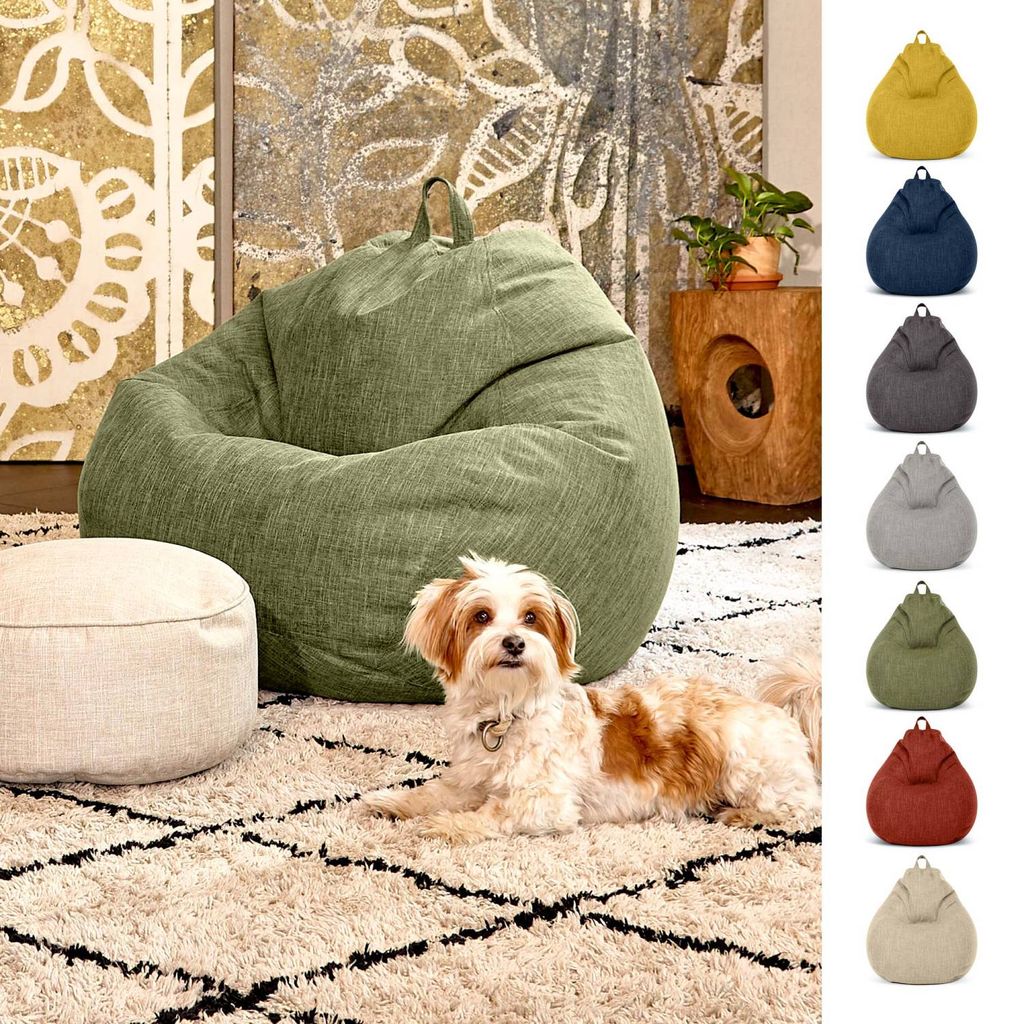 Green Bean Indoor Sitzsack "Home Linen" mit 200 Liter EPS Perlen Füllung kuschelig, weich, waschbar - Grün