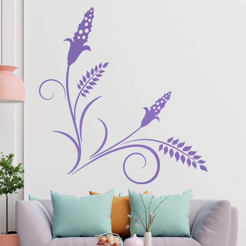 Blüten - Pflanze Wandtattoo in 6 Größen - Wandaufkleber Wall Sticker - Dekoration, Küche, Wohnzimmer, Schlafzimmer, Badezimmer
