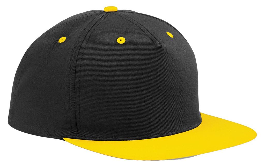 Beechfield - Snapback Mütze 5 Segmente für Herren/Damen Uni FK1440 (Einheitsgröße) (Schwarz/Gelb)