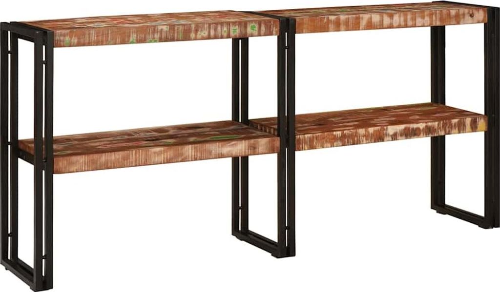 vidaXL Konsolentisch mit Regal Mehrfarbig Massives upgecyceltes Holz