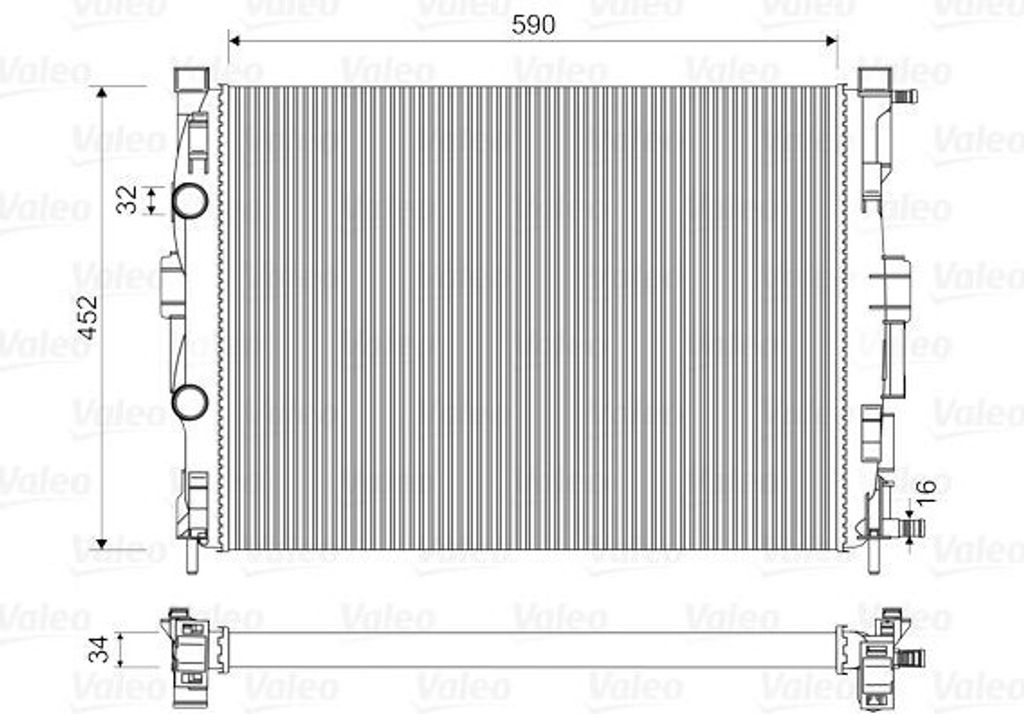 VALEO 732946 - OE 7711135784 Kühler, Motorkühlung für Scenic II, Megane II, Grand Scenic II (JM)