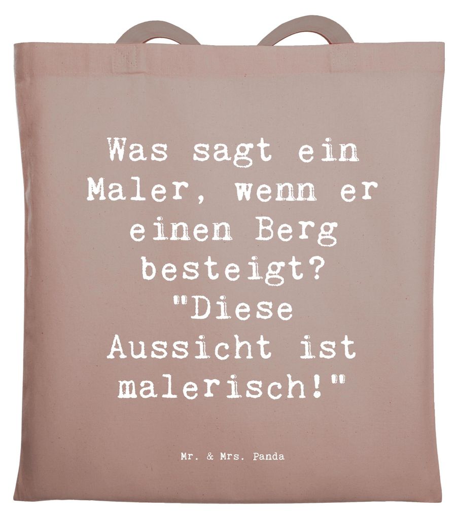 Mr. & Mrs. Panda Jutebeutel Spruch Maler Aussicht - Braun Pastell - Geschenk, Tasche, kreative Geschenke, Wortspiel, Tote Bag, Beruf, Berufsleben, ...