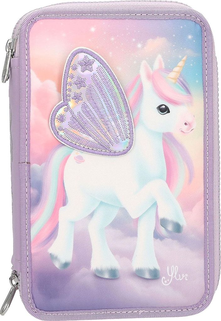 Ylvi 3 Fach Federtasche mit appliziertem Flügel Produktbild 