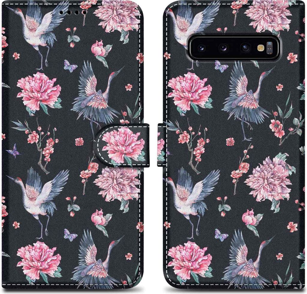 Cadorabo Schutzhülle für Samsung Galaxy S10 4G Hülle Design Schwarz Handyhülle Schutzhülle Etui Magnetisch Case Cover
