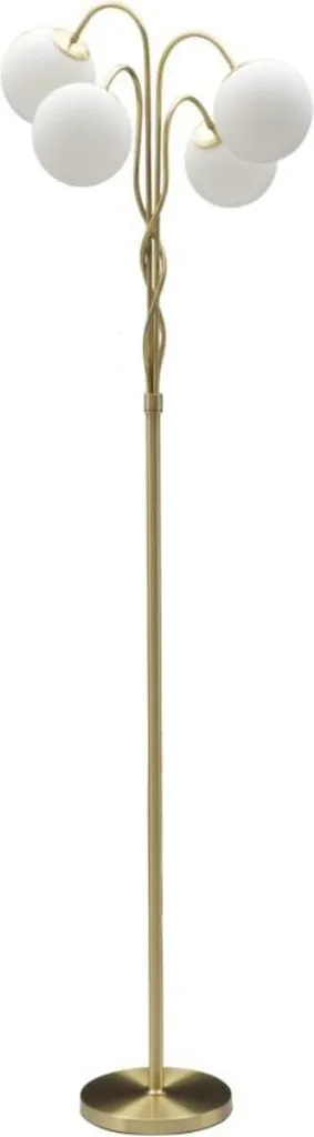 Lampadaire Glamy 4 à structure tressée et boules en verre dépoli chic