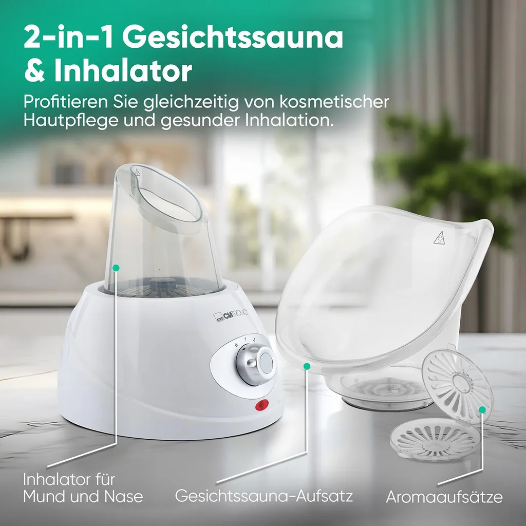 Appareil Sauna Facial et Inhalateur Vapeur Clatronic GS 3656 - 130 Watts