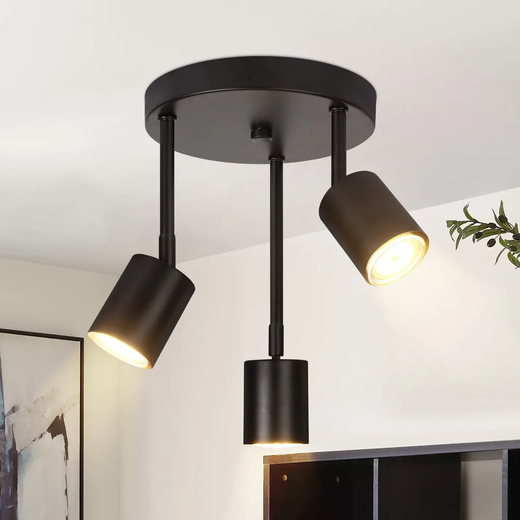 Lampada Soffitto 3 Faretti ZMH Nero | Design Orientabile Moderno GU10