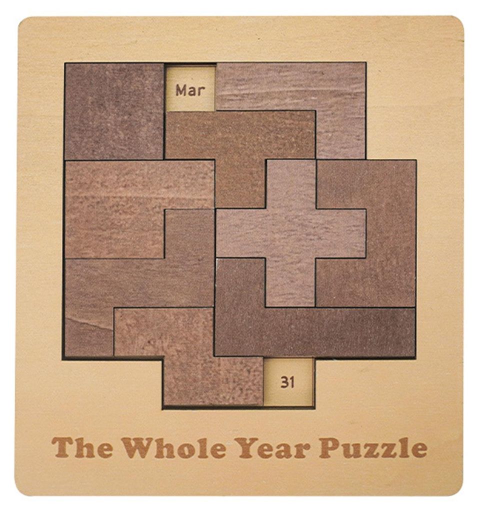 Tageskalender-Puzzle aus Holz – 365 Tage, tägliche Herausforderung – Das ganze Jahr! Puzzle-Kalender-Geschenk für Männer, Frauen und Kinder
