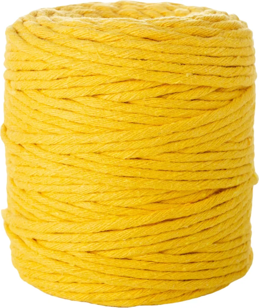 Cordon en coton jaune 5mm x 100m SBK-12 pour macramé et bricolage
