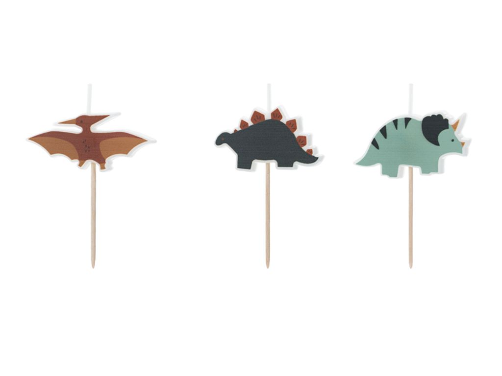 Geburtstagskerzen Dinosaurier 3cm Grün / Braun Produktbild 