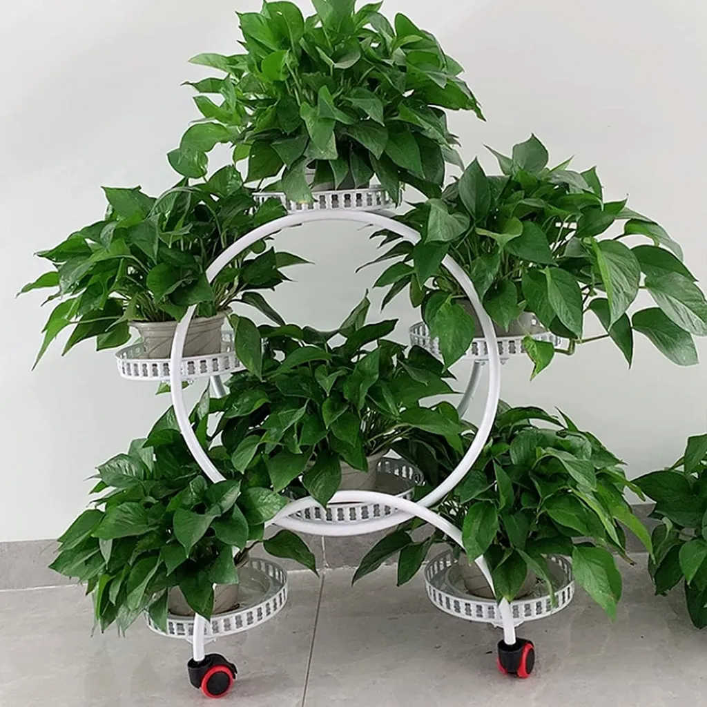 Support de pots de fleurs en métal à 6 plateaux modulables - 6